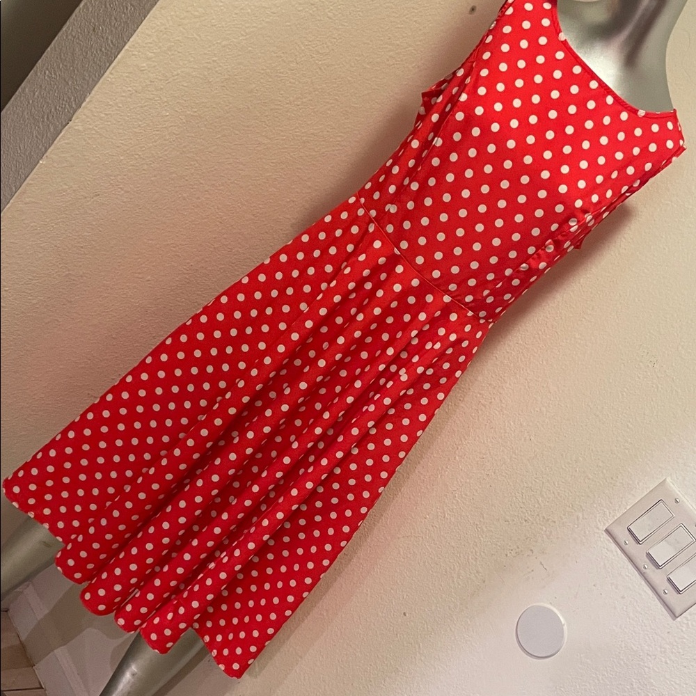Red Polka Dot Sleeveless Dress